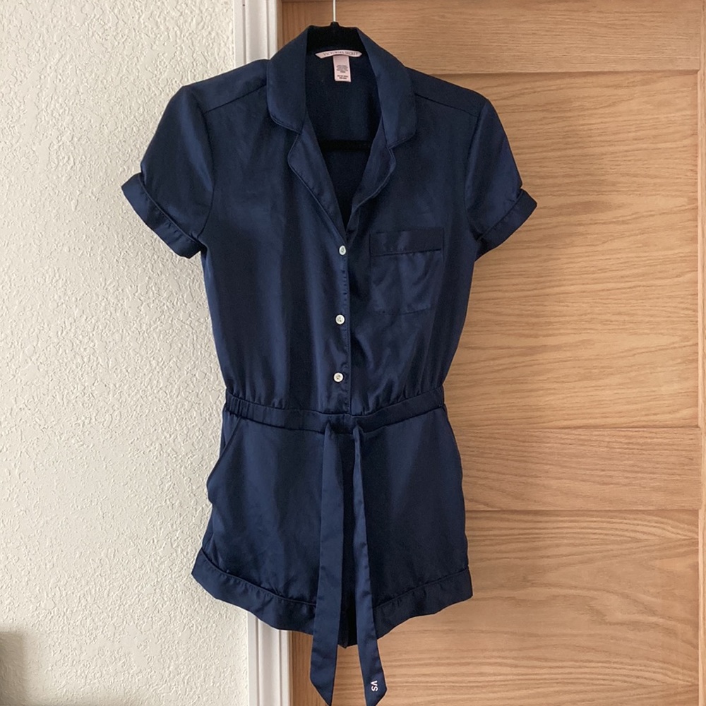 Victoria’s Secret Satin Navy Sleep Romper Size Extra Small